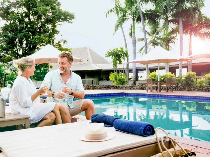 Couple Poolside at Novotel Nadi couple poolside at novotel nadi