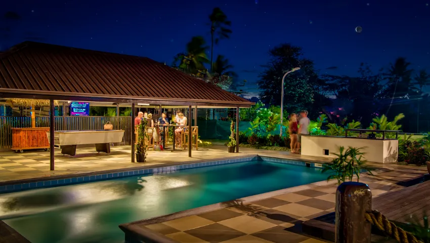 Pool at Night at Tanoa Rakiraki Hotel pool at night at tanoa rakiraki hotel