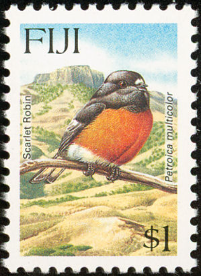 Scarlet Robin Fiji Stamp Scarlet Robin Fiji Stamp