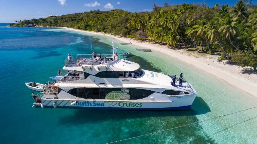 Tiger South Sea Cruises south sea cruises moored on coastline mamanuca