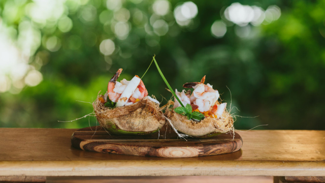 Plate of nibbles food served at Turtle Island Resort