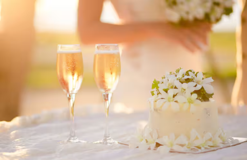 Wedding Ceremony wedding ceremony champagne glasses sunset background